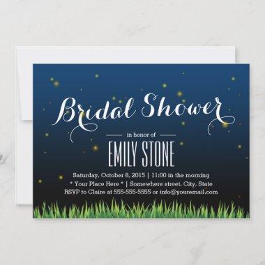 Stylish Fireflies Summer Night Bridal Shower Invitations