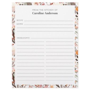 Stylish Floral Neutrals Border Custom Recipe Page