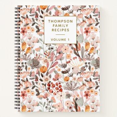 Stylish Floral Neutrals Pretty Personalized Recipe Notebook