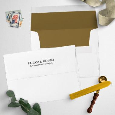 Stylish Gold And White Wedding Invitations Envelope
