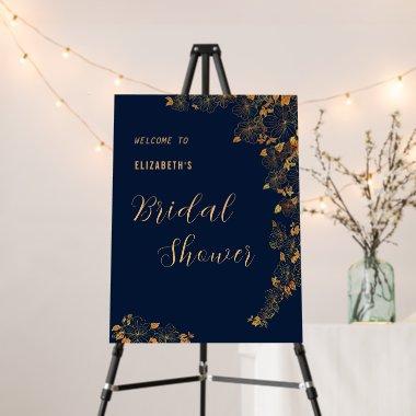 Stylish Gold Floral Navy Blue  Foam Board