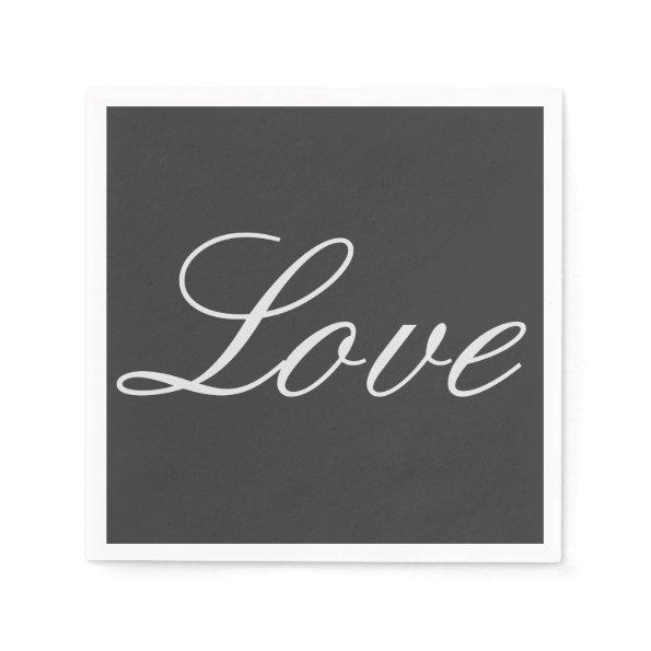 Stylish Grey Background Love Wedding Napkins