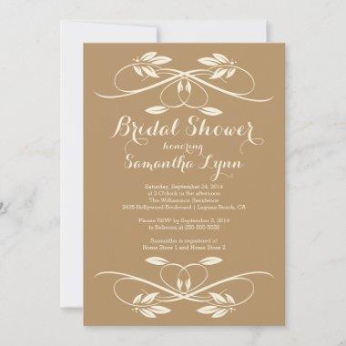 Stylish Leaf Flourish Bridal Shower Invitations