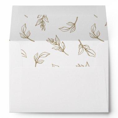 Stylish Leaves Pattern Wedding Invitations Envelope