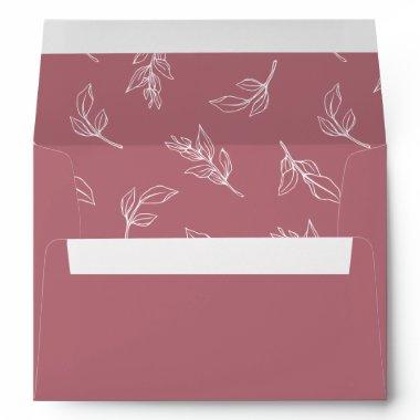 Stylish Leaves Pattern Wedding Invitations Envelope