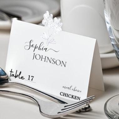 Stylish Minimal Wedding Place Invitations With Meal Choic