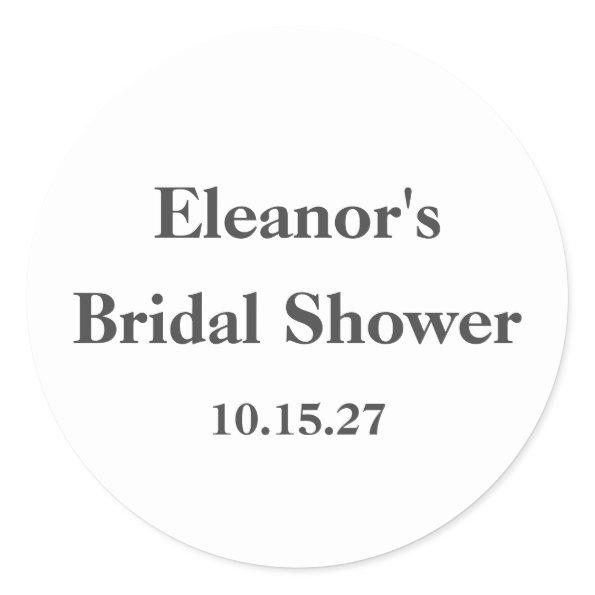 Stylish Modern Black White Custom  Classic Round Sticker