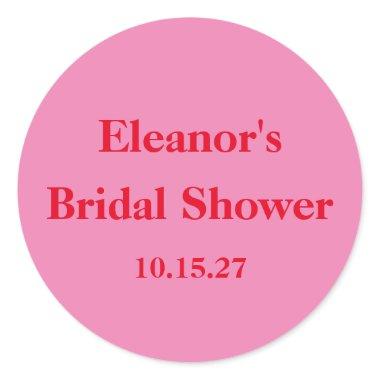 Stylish Modern Chic Pink Red Custom  Classic Round Sticker