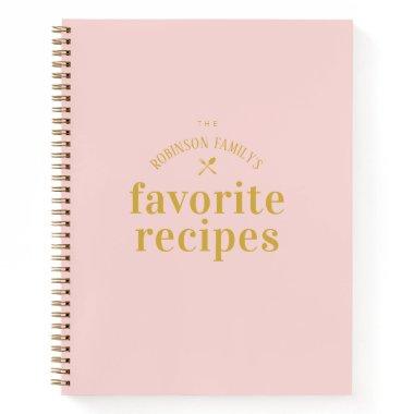 Stylish Modern Cute Blush Blank Recipe Notebook