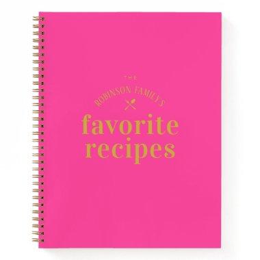 Stylish Modern Cute Hot Pink Blank Recipe Journal