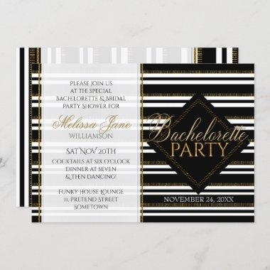 Stylish Modern Girl Stripes Bachelorette Party Invitations