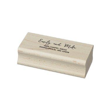 Stylish Modern Script Return Address Wood Rubber Stamp