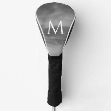 Stylish Monograms Black White Grey Clouds Patterns Golf Head Cover