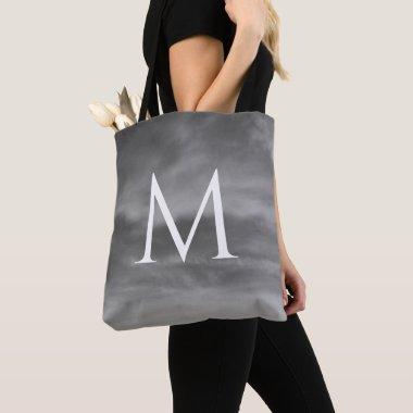 Stylish Monograms Black White Grey Clouds Patterns Tote Bag