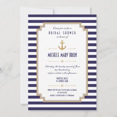 Stylish Nautical Bridal Shower Invitations
