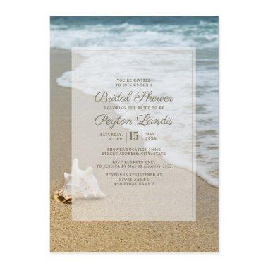 Stylish Ocean Beach Seashell Bridal Shower Invitations