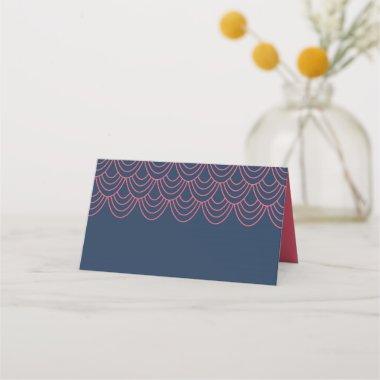 Stylish Outline Pink and Blue Geometric Place Invitations