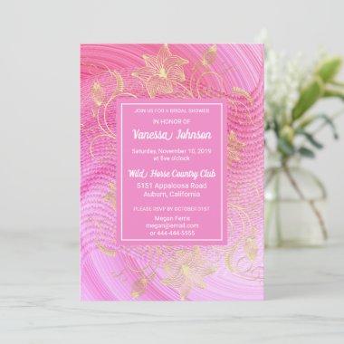 Stylish Pink and Floral Bridal Shower Invitations