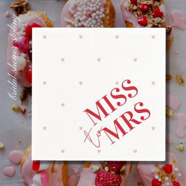 Stylish Pink and Red Love Heart Bridal Miss to Mrs Napkins