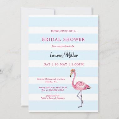 Stylish Pink flamingo tropical Bridal shower Invitations
