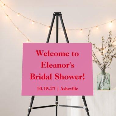 Stylish Pink Red Custom Bridal Shower Welcome Sign
