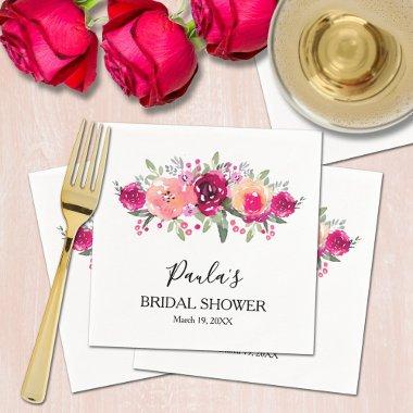 Stylish Pink Watercolor Floral  Napkins