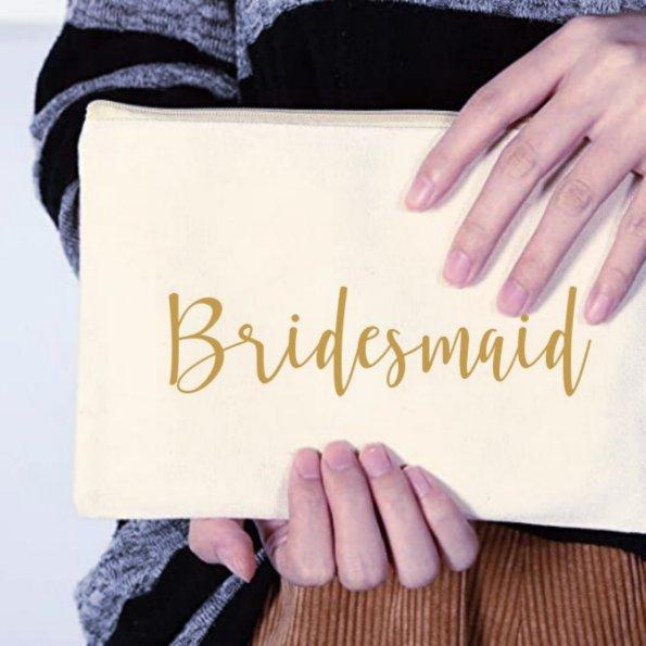 Stylish Printed Script Bridesmaid's Cosmetic Bag
