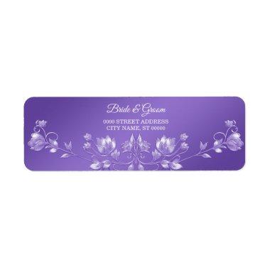 Stylish Purple Floral Return Address Label