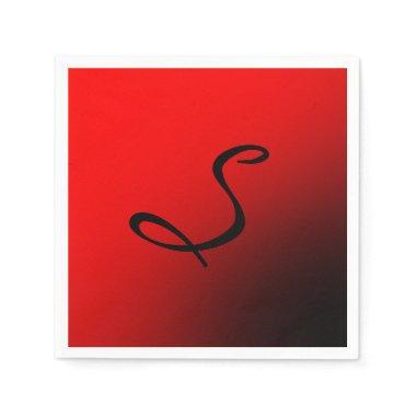 Stylish Red Black Monogram Initial Professional Napkins