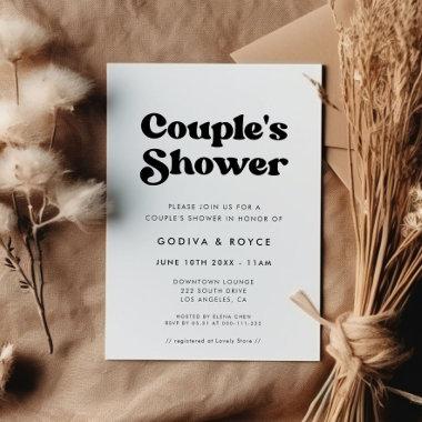 Stylish retro black & white Couple's Shower Invitations