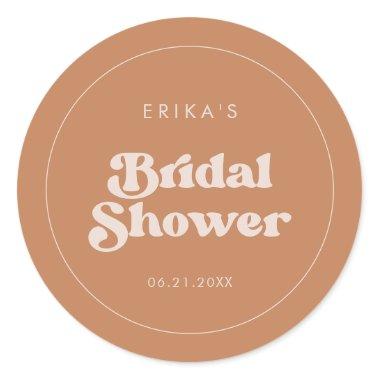 Stylish retro Brown sugar Bridal Shower Classic Round Sticker