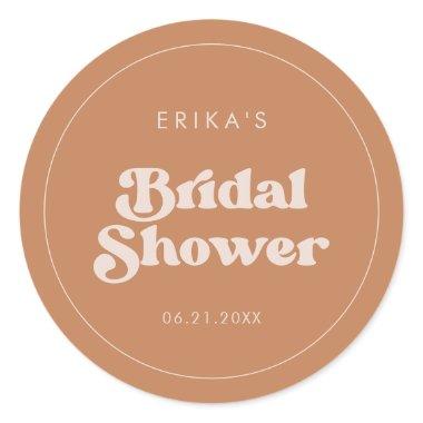 Stylish retro Brown sugar Bridal Shower Classic Round Sticker