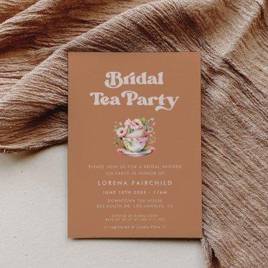 Stylish retro Brown sugar Bridal Tea Invitations