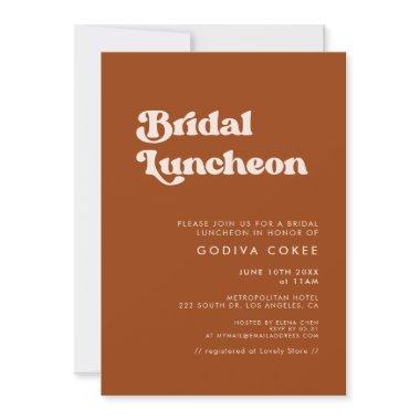 Stylish retro burnt orange Bridal luncheon
