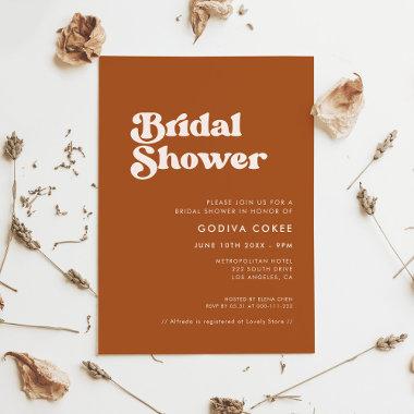 Stylish retro burnt orange Bridal shower Invitations