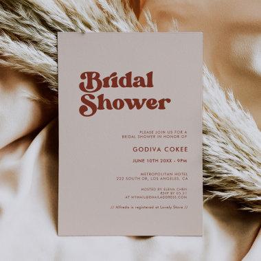 Stylish retro peach pink Bridal shower Invitations
