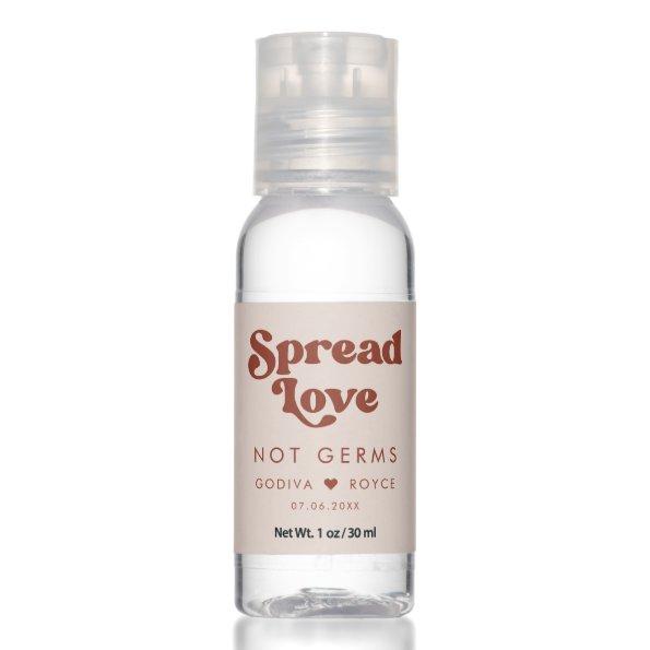 Stylish retro peach pink Spread love not germs Hand Sanitizer