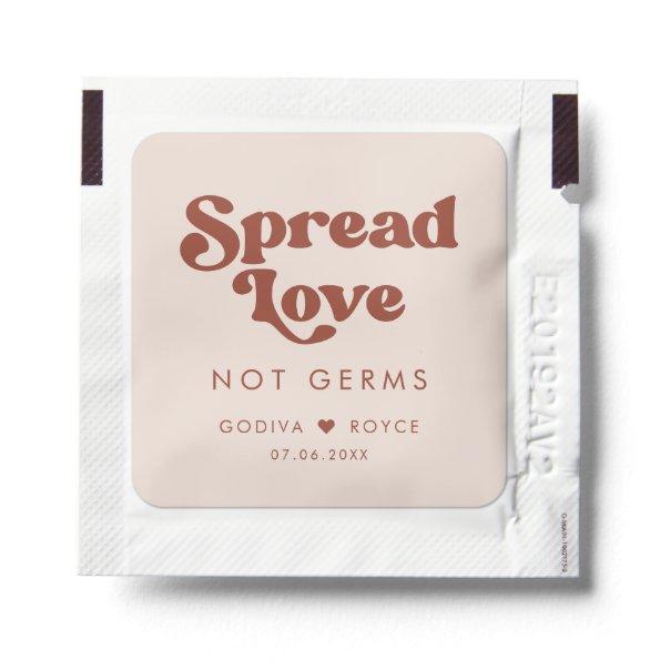 Stylish retro peach pink Spread love not germs Hand Sanitizer Packet