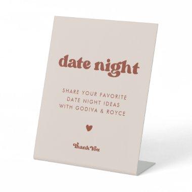 Stylish retro Peach Pink Wedding Date night ideas Pedestal Sign