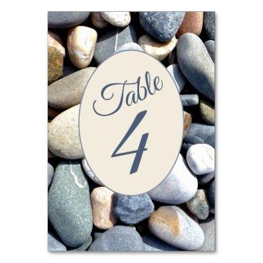 Stylish Rustic Colorful Beach Pebbles TABLE 4 Table Number
