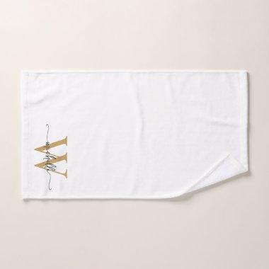 Stylish Script Modern White Gold Monogram Name Hand Towel