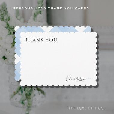 Stylish Simple Chic Blue Gingham Bridal Shower Thank You Invitations