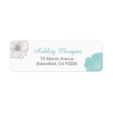 Stylish Simple Turquoise Green Organic Floral Deco Label