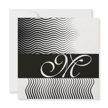 STYLISH WAVES MONOGRAM,black white,ice metallic