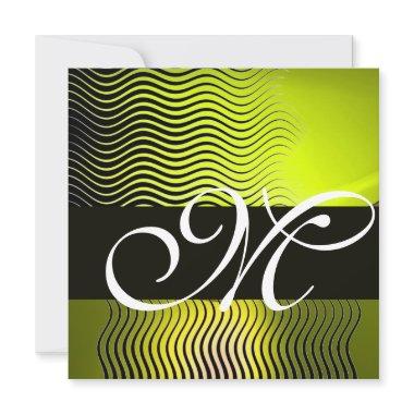 STYLISH WAVES MONOGRAM, yellow topaz Invitations