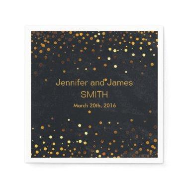 Stylish Wedding Table mini confetti gold Black Napkins