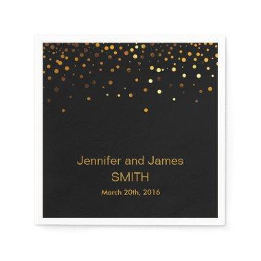 Stylish Wedding Table mini confetti gold Black Napkins