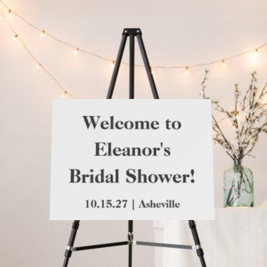 Stylish White Custom Bridal Shower Welcome Sign