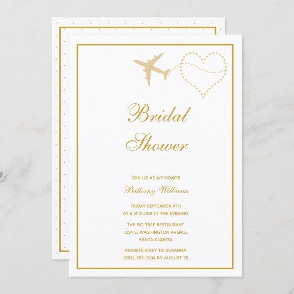 Stylish White Gold Travel Bridal Shower Invitations