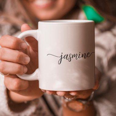 Stylish White Monogram Name Signature Coffee Mug